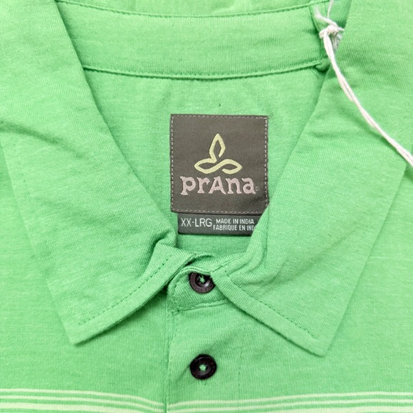 Prana XXL Green (seaweed) Striped Organic Cotton Short Sleeve Marco Polo NWT - Picture 3 of 8